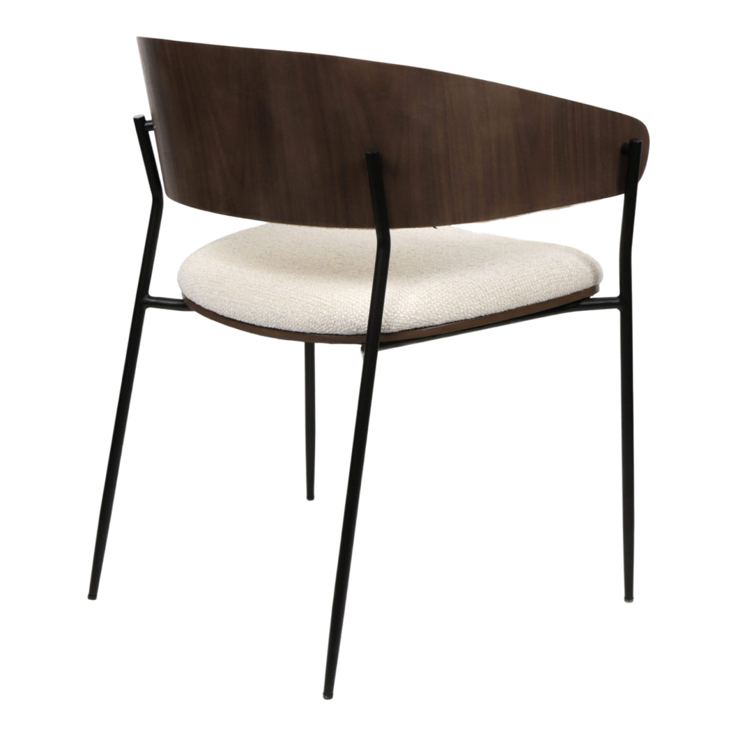Chaise de salle à manger en bois de noyer et aspect cuir et tissu - Liam
