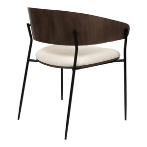 Chaise de salle à manger en bois de noyer et aspect cuir et tissu - Liam