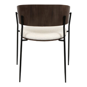 Chaise de salle à manger en bois de noyer et aspect cuir et tissu - Liam