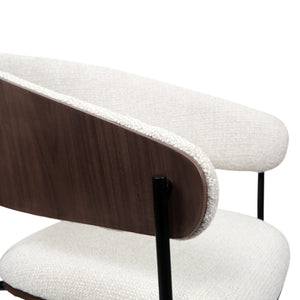 Chaise de salle à manger en bois de noyer et aspect cuir et tissu - Liam
