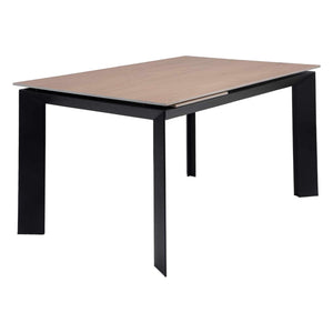 Table de salle à manger extensible en pierre frittée et métal noir - Caval