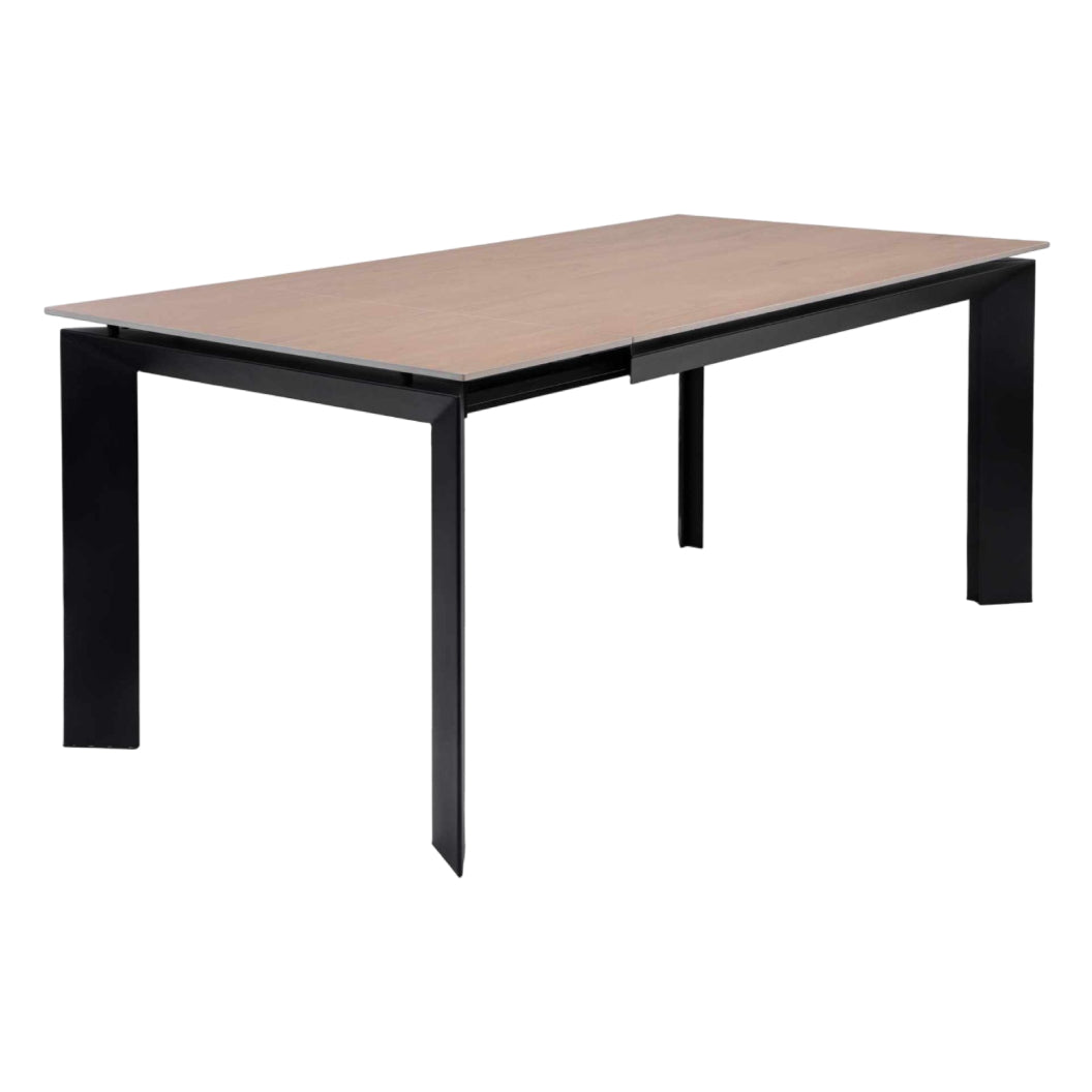 Table de salle à manger extensible en pierre frittée et métal noir - Caval