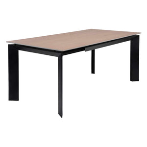 Table de salle à manger extensible en pierre frittée et métal noir - Caval
