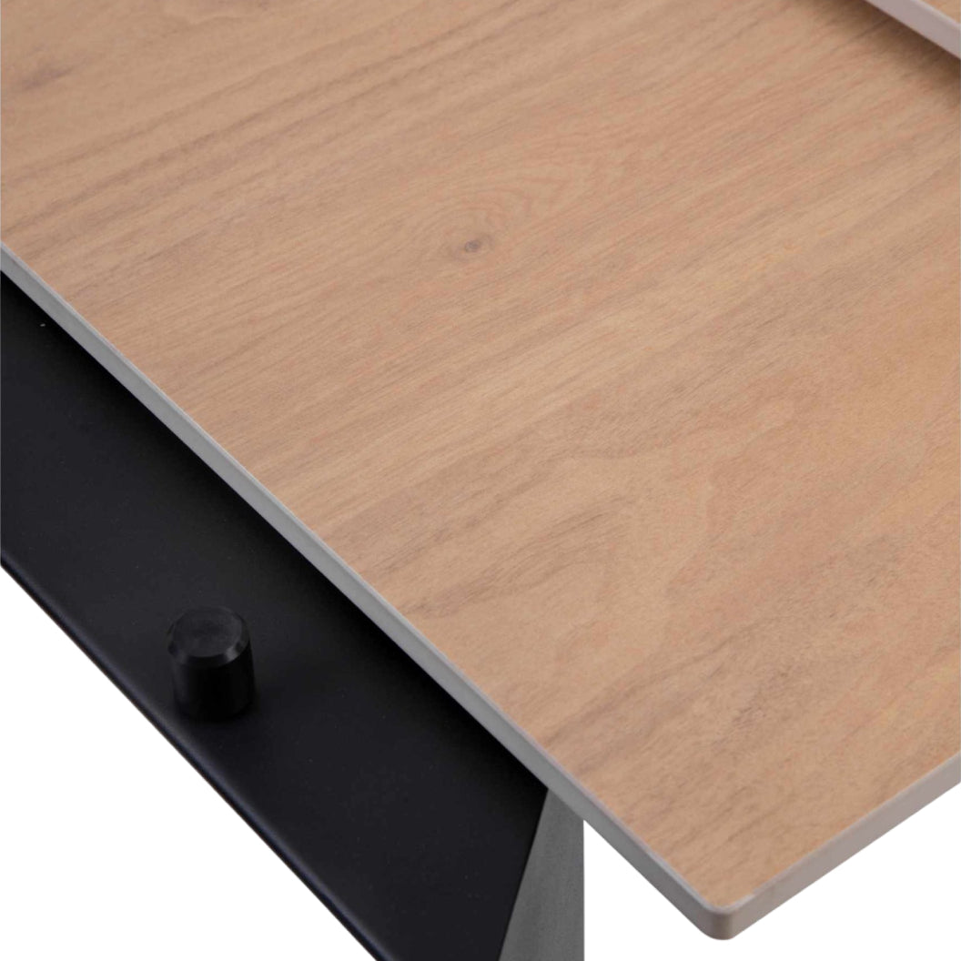 Table de salle à manger extensible en pierre frittée et métal noir - Caval