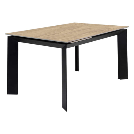 Table de salle à manger extensible en pierre frittée et métal noir - Caval