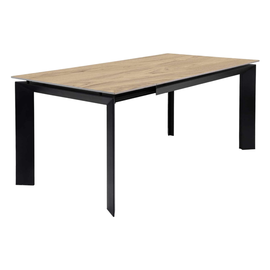 Table de salle à manger extensible en pierre frittée et métal noir - Caval