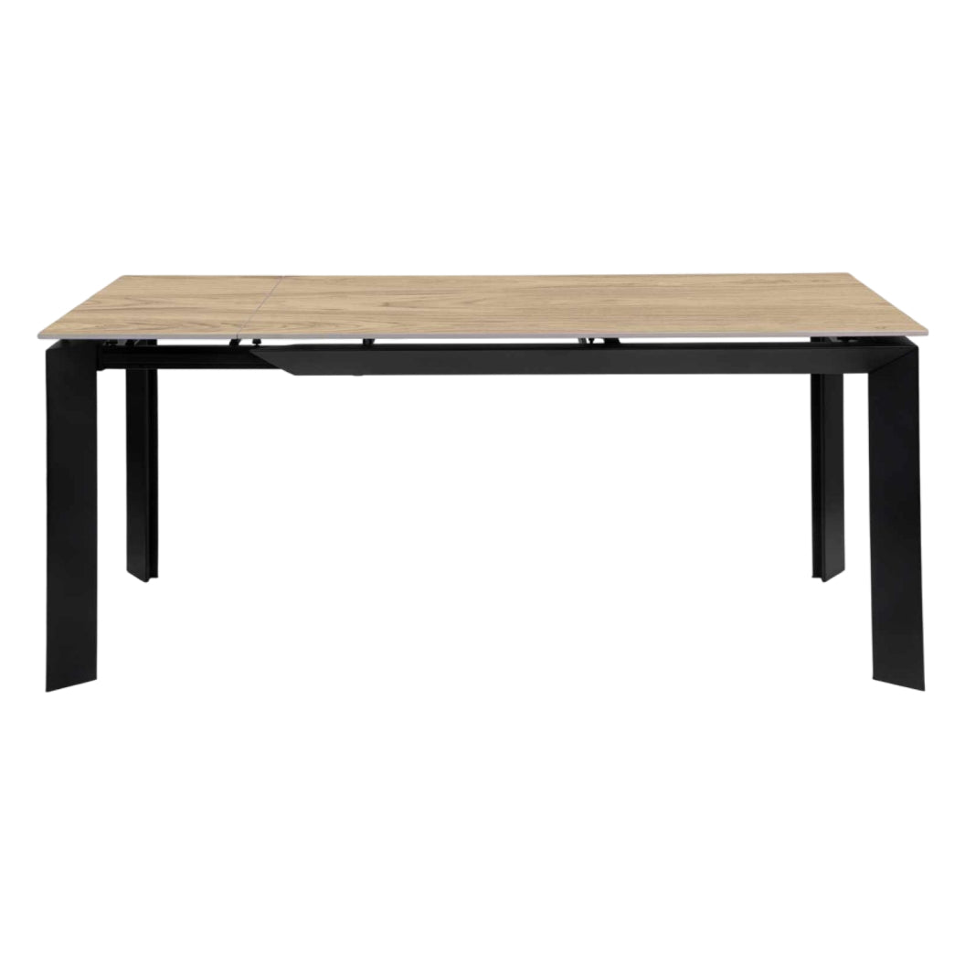 Table de salle à manger extensible en pierre frittée et métal noir - Caval