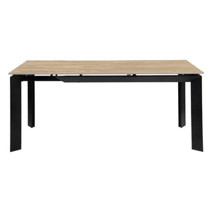 Table de salle à manger extensible en pierre frittée et métal noir - Caval