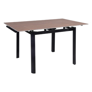 Table de salle à manger extensible en pierre frittée et métal noir - Alter