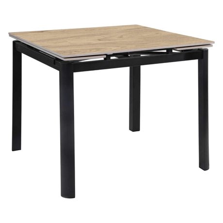 Table de salle à manger extensible en pierre frittée et métal noir - Alter