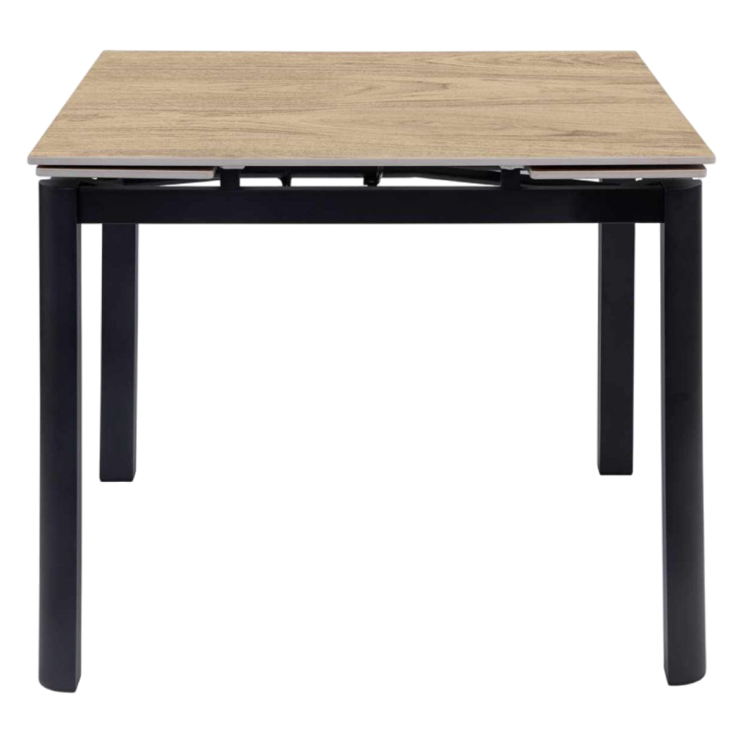 Table de salle à manger extensible en pierre frittée et métal noir - Alter