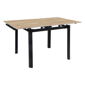 Table de salle à manger extensible en pierre frittée et métal noir - Alter