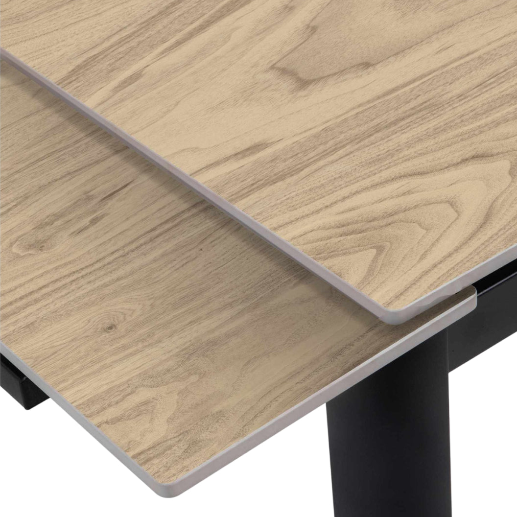 Table de salle à manger extensible en pierre frittée et métal noir - Alter