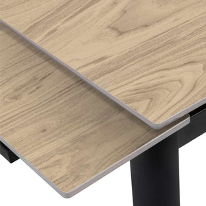Table de salle à manger extensible en pierre frittée et métal noir - Alter