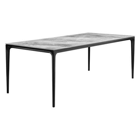 Table de salle à manger rectangulaire en pierre frittée et aluminium noir mat - Ryan