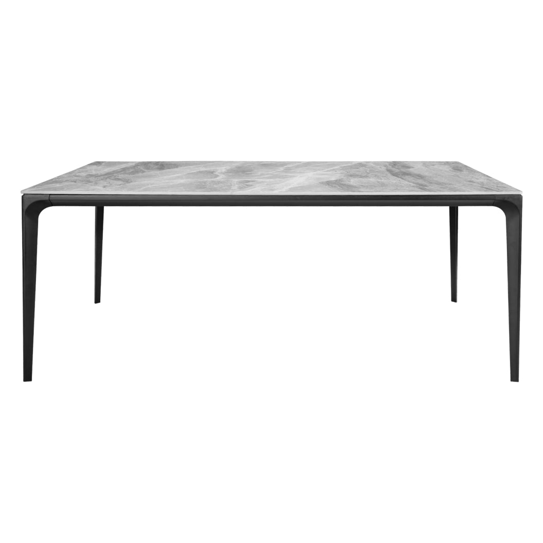 Table de salle à manger rectangulaire en pierre frittée et aluminium noir mat - Ryan
