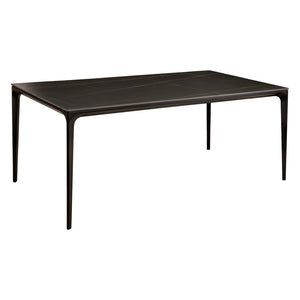 Table de salle à manger rectangulaire en pierre frittée et aluminium noir mat - Ryan