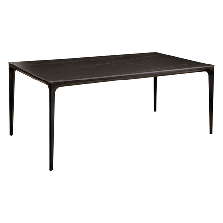 Table de salle à manger rectangulaire en pierre frittée et aluminium noir mat - Ryan