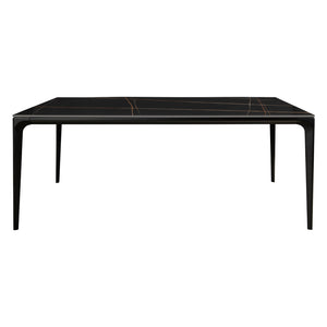 Table de salle à manger rectangulaire en pierre frittée et aluminium noir mat - Ryan