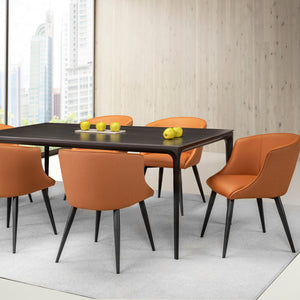 Table de salle à manger rectangulaire en pierre frittée et aluminium noir mat - Ryan