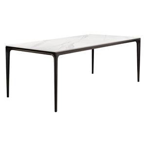 Table de salle à manger rectangulaire en pierre frittée et aluminium noir mat - Ryan