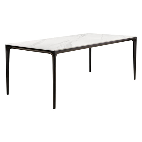 Table de salle à manger rectangulaire en pierre frittée et aluminium noir mat - Ryan