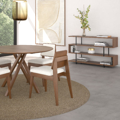 Bibliothèque en bois de frêne brun clair avec 4 tablettes - Zoro