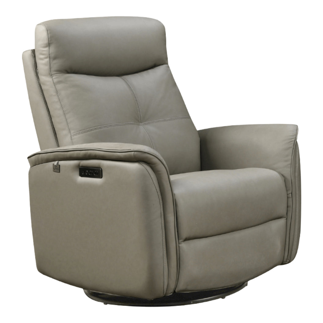 Fauteuil berçant, pivotant et inclinable motorisé en cuir gris - Oslo
