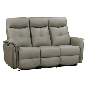 Sofa inclinable motorisé en cuir et en tissu avec table rabattable - Oslo