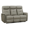 Sofa inclinable motorisé en cuir et en tissu avec table rabattable - Oslo