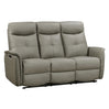 Sofa inclinable motorisé en cuir et en tissu avec table centrale rabattable - Oslo