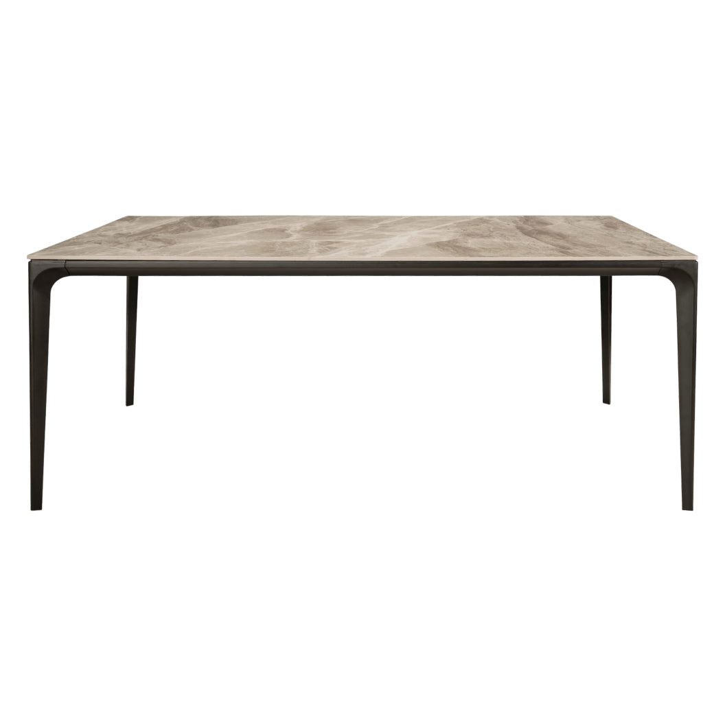 Table de salle à manger rectangulaire en pierre frittée et aluminium noir mat - Ryan