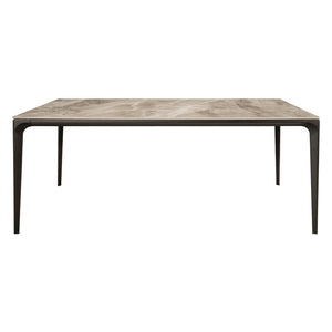 Table de salle à manger rectangulaire en pierre frittée et aluminium noir mat - Ryan