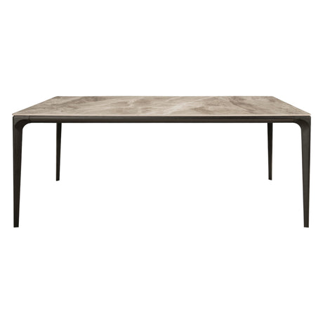 Table de salle à manger rectangulaire en pierre frittée et aluminium noir mat - Ryan