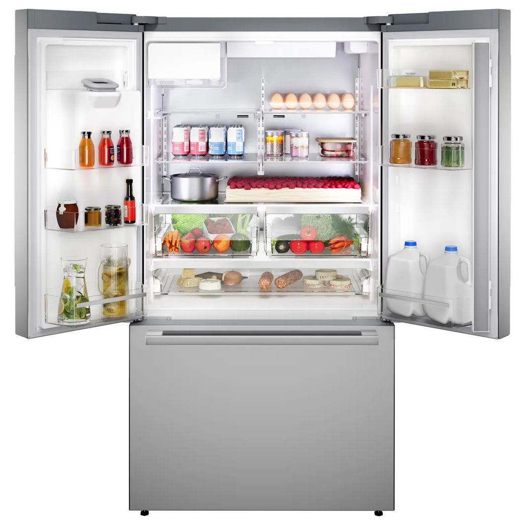 Réfrigérateur porte française 36 po, 26 pi³ Inox 3 portes - Série 500 avec distributeur d'eau et machine à glaçons