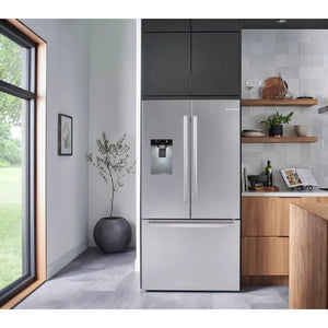 Réfrigérateur porte française 36 po, 26 pi³ Inox 3 portes - Série 500 avec distributeur d'eau et machine à glaçons