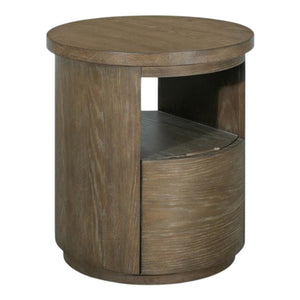 Table de bout en bois et placage de chêne brun grisâtre avec 1 tiroir - Bosley