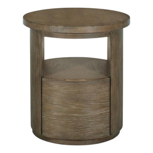 Table de bout en bois et placage de chêne brun grisâtre avec 1 tiroir - Bosley