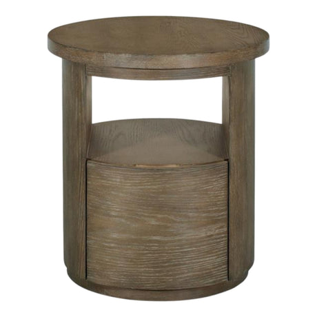 Table de bout en bois et placage de chêne brun grisâtre avec 1 tiroir - Bosley