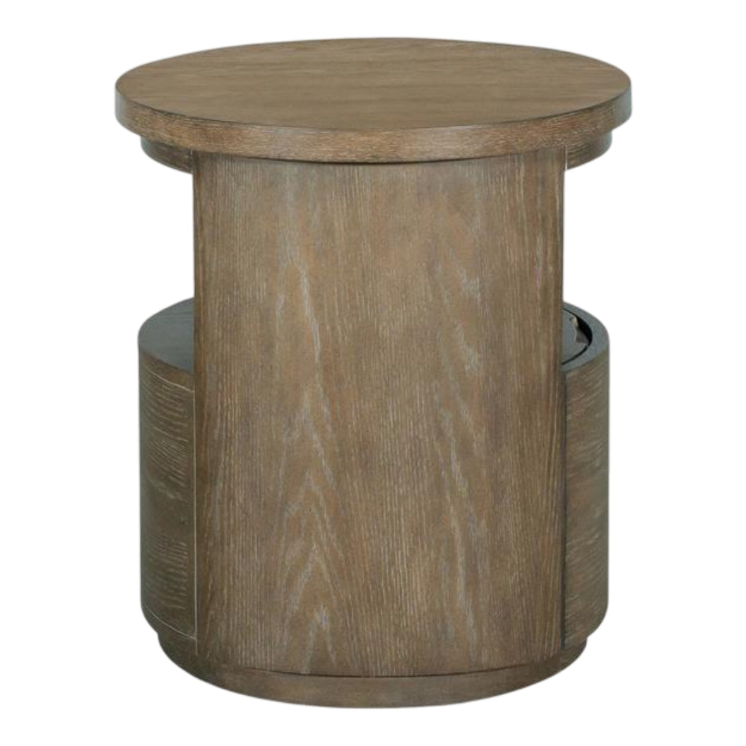 Table de bout en bois et placage de chêne brun grisâtre avec 1 tiroir - Bosley