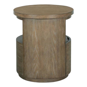 Table de bout en bois et placage de chêne brun grisâtre avec 1 tiroir - Bosley