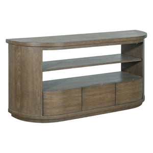 Table console en bois et placage de chêne brun grisâtre avec 3 tiroirs - Bosley