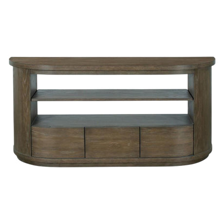 Table console en bois et placage de chêne brun grisâtre avec 3 tiroirs - Bosley