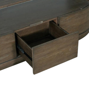 Table console en bois et placage de chêne brun grisâtre avec 3 tiroirs - Bosley