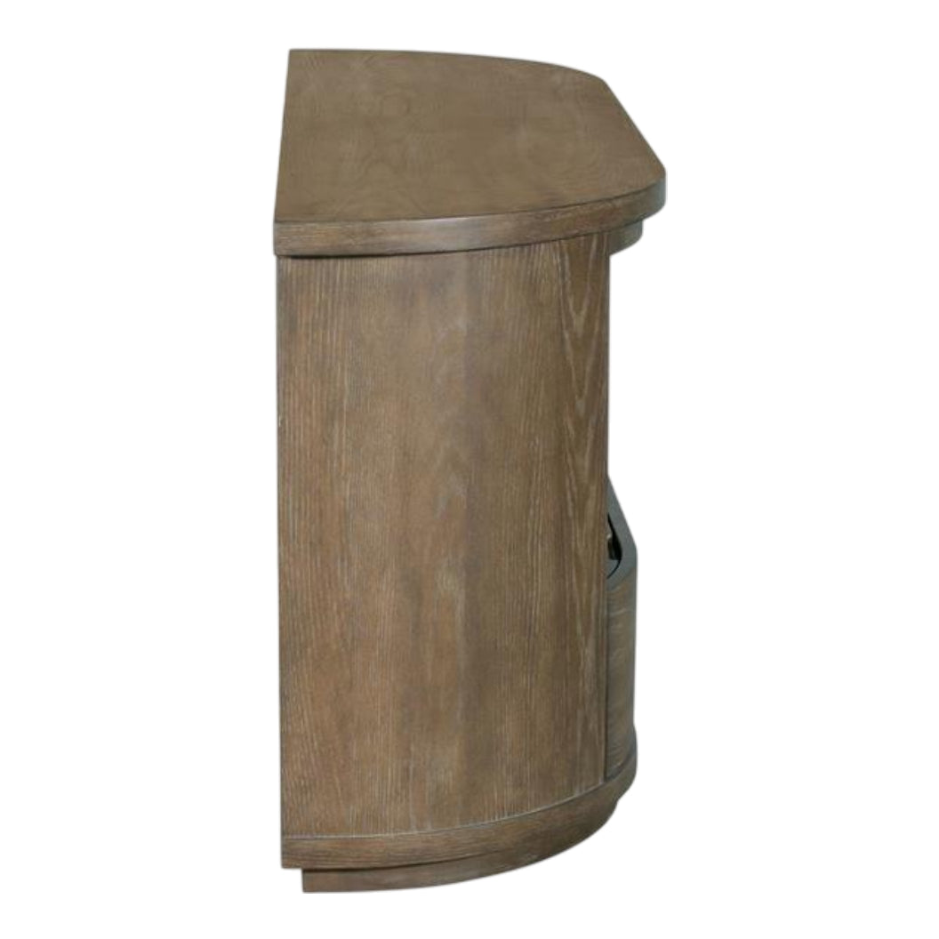 Table console en bois et placage de chêne brun grisâtre avec 3 tiroirs - Bosley