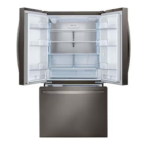Réfrigérateur porte française à profondeur comptoir 36 po, 27 pi³ 3 portes Inox noir