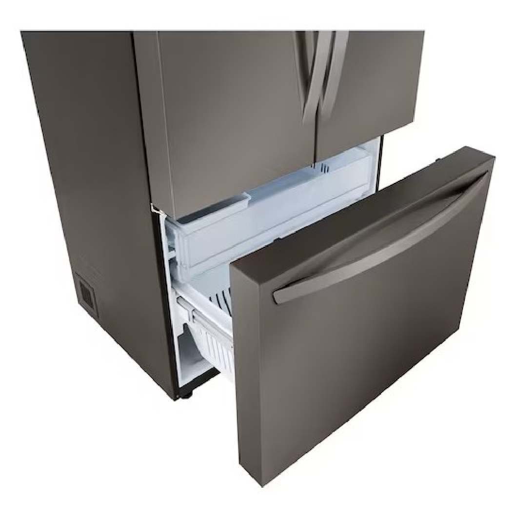 Réfrigérateur porte française à profondeur comptoir 36 po, 27 pi³ 3 portes Inox noir