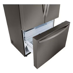 Réfrigérateur porte française à profondeur comptoir 36 po, 27 pi³ 3 portes Inox noir