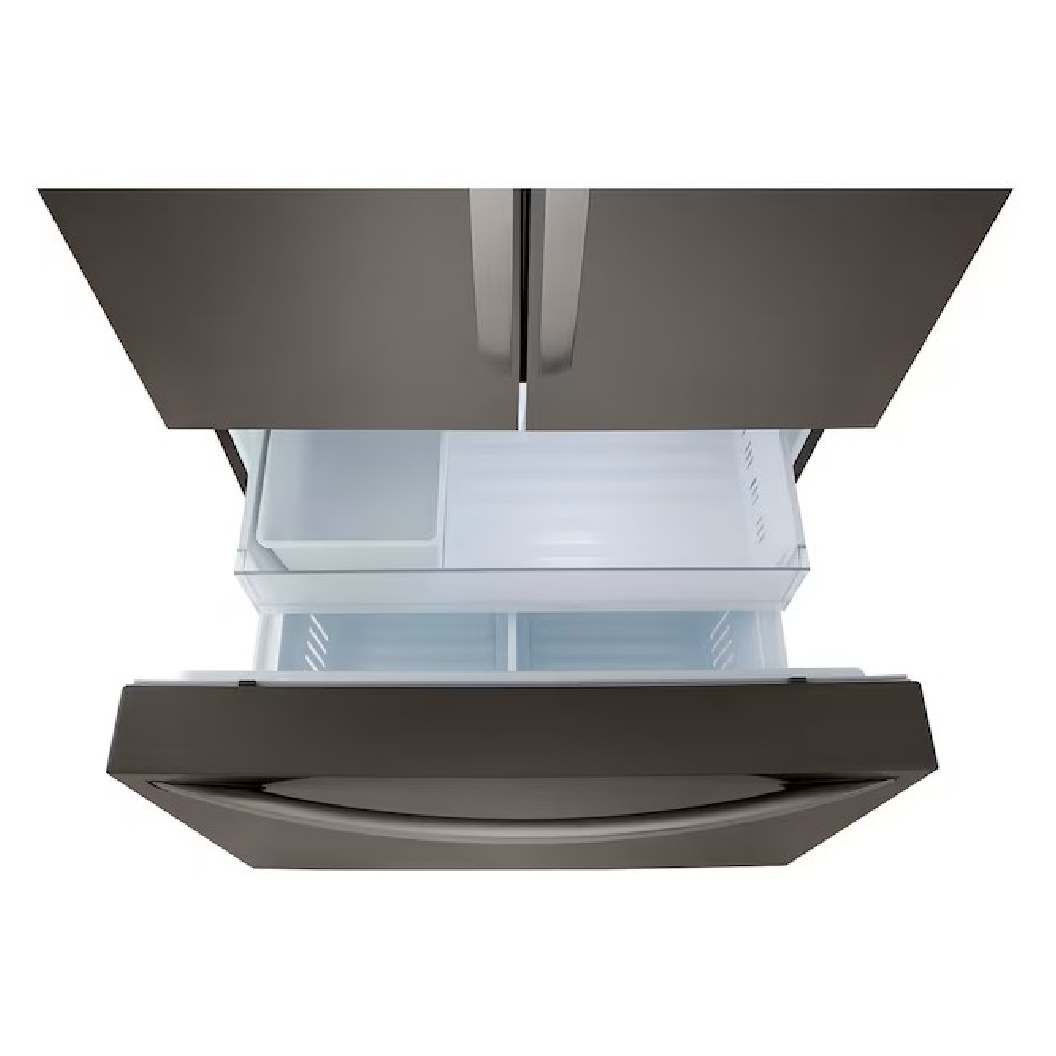 Réfrigérateur porte française à profondeur comptoir 36 po, 27 pi³ 3 portes Inox noir