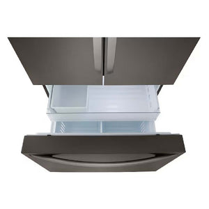 Réfrigérateur porte française à profondeur comptoir 36 po, 27 pi³ 3 portes Inox noir